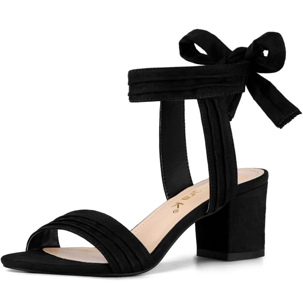 Allegra k ankle tie back faux suede chunky heel